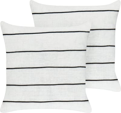 MILAS - Sierkussen set 2 - Gebroken wit/Zwart - 50 x 50 cm - Linnen