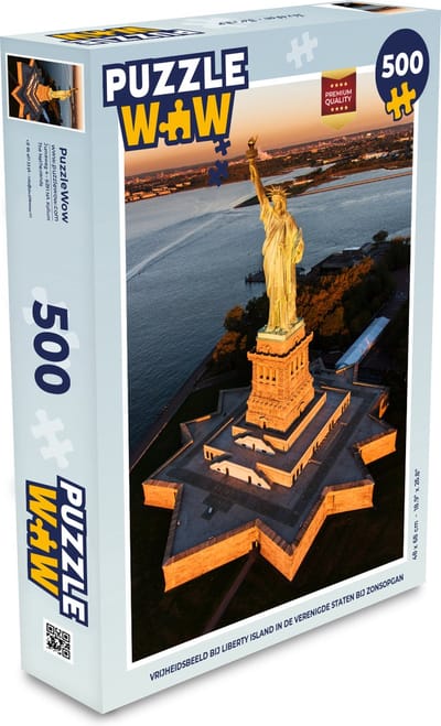 Puzzel Vrijheidsbeeld bij Liberty Island in de Verenigde Staten bij zonsopgang - Legpuzzel - Puzzel 500 stukjes