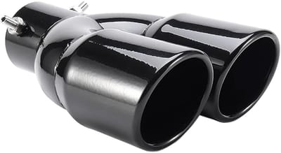 Allecto - Roestvrijstalen Dubbele Uitlaatpijp - Auto Uitlaat - Eenvoudige installatie - Zwart - Uitlaatdemper - 63mm - Geschikt voor de meeste voer..