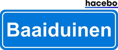 Hacebo - Plaatsnaam Sticker - 29x10 CM - Baaiduinen sticker - Verkeersborden sticker - grappige cadeaus - Baaiduinen