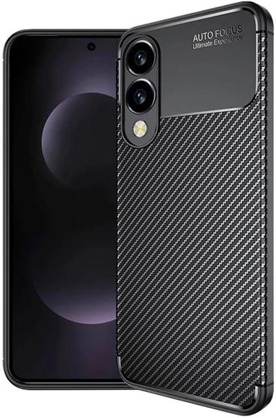 Techsuit Carbon Fiber Silicone Back Cover Hoesje geschikt voor Samsung Galaxy S25 Edge - Zwart