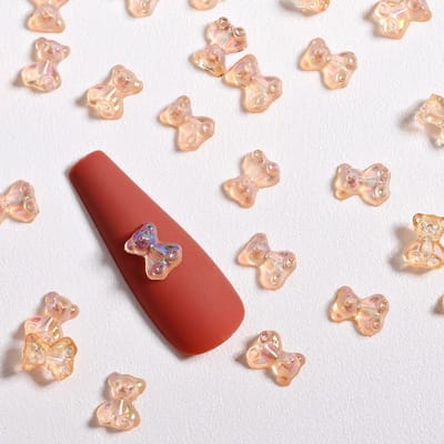50 Stuks Aurora Beer Nail Art Decoratie 7*9mm Hars Kawaii 3D Beer Plat Nagel Sieraden DIY nagel Accessoires