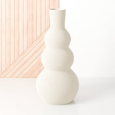 Fleuriek - Grote vaas Beige - H50 cm - Hoge bolvaas voor binnen of als decoratieve bloemenvaas, gekleurde ronde vaas van bio-kunststof - Vaas structuur