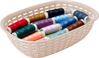 Hega Hogar Opbergmandje/kastmandje - beige - 3 liter - kunststof - 21 x 30 x 7 cm - kleine opslag bakjes - manden