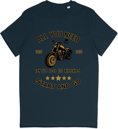 T Shirt Heren Dames - Motorrijder - Biker - Blauw - XS