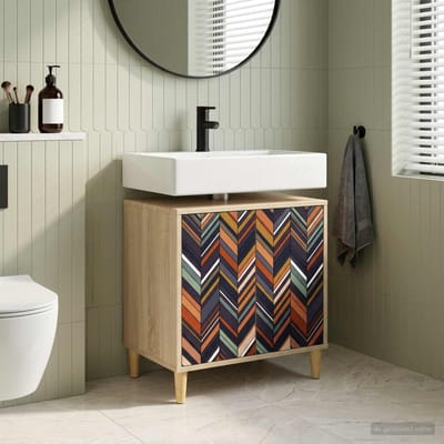 vidaXL - Badkamerkast - OMMEN - Sonoma - 60 - x - 40 - x - 60 - cm - Bewerkt - hout