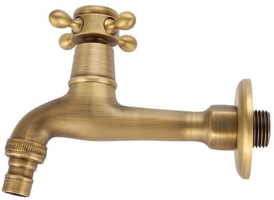 Shopcentral - Vintage Waterkraan - Hoogwaardige Brass Faucet - Wandmontage - Enkele Handgreep - Antiek Stijl - Ideaal voor Wasmachine - G1/2 Aansluiting