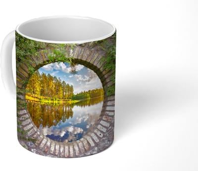 Mok - Koffiemok - Bomen - Water - Doorkijk - Mokken - 350 ML - Beker - Koffiemokken - Theemok