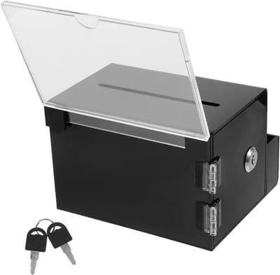 Afsluitbare Opbergbox - Donatie Kistje - Tips Verzamelen - Met Slot en Sleutel - 20 x 16 x 13.6 cm