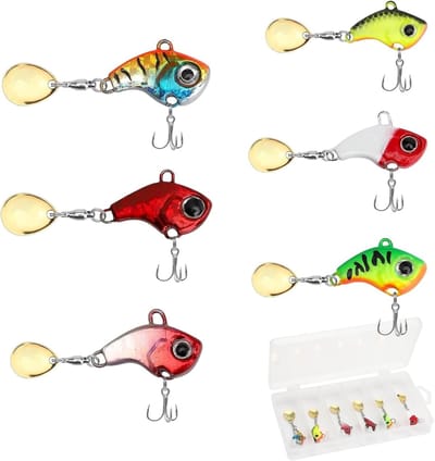 Kleurrijke visaas-set met 6 stuks, jig spinner en drillingshaak voor baars, forel en snoek, ideaal cadeau voor vissers