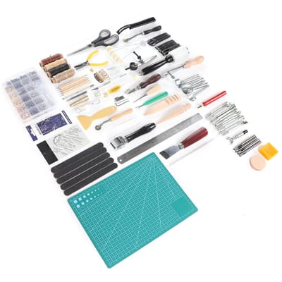 Outils de travail du cuir en acier inoxydable, bois, réparation du cuir, 4 pièces, fil ciré, kit de travail du cuir pour gray