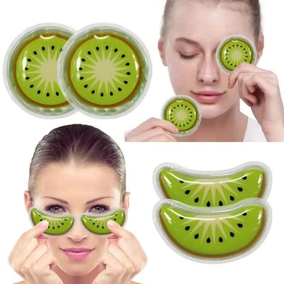4 Stuks Herbruikbare Gel Ice Pack Oogpads – Koelende Behandeling voor Roodheid, Oogontspanning, Koude/Warme Therapie voor Onder Ogen, Vermoeidheid, Wallen en Puffen- Kiwi