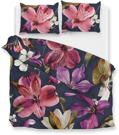 Zohome Dekbedovertrek Nicola - Purple - Bloemen - Dekbedovertrek 200x200/220 cm - 100% Microvezel - Tweepersoons Dekbedovertrek