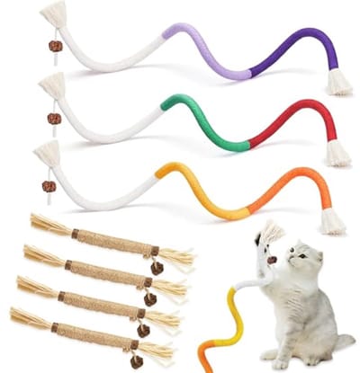 Kattenbijttouw en kattenkruidstokjes - 3 stuks kattenspeelgoed voor tandverzorging