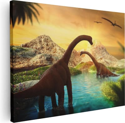 Artaza Canvas Schilderij Dinosaurus - 40x30 cm - Klein - Wanddecoratie Natuur - Muurdecoratie Dieren - Schilderijen Op Canvas Landschap