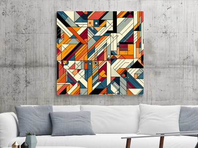 Line art picasso schilderij | Abstracte lijnen dansen als Picassos penseel op het doek | Kunst - 30x30 centimeter op Dibond | Foto op Dibond