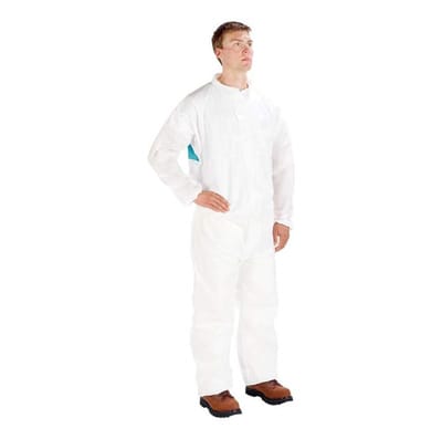 Famanu – Beschermpak wit/groen maat medium – Ademend beschermend werkpak – Type 5/6