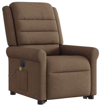 Massagestoel - Relaxfauteuil - Zetel - Sta op stoel elektrisch - Stof - 1 persoons - Met armleuning - Zeer comfortabel - Elektrisch - Bruin