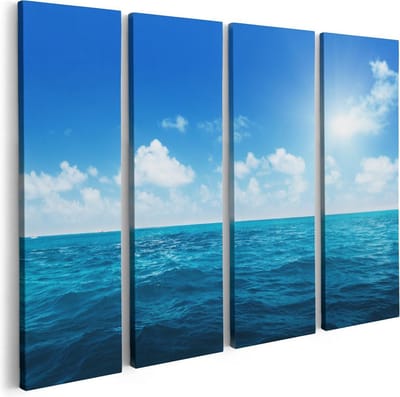 Artaza Canvas Schilderij Vierluik Water Midden Op Zee Met Zonneschijn  - 80x60 - Foto Op Canvas - Canvas Print