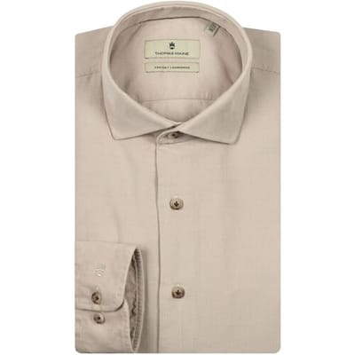 Thomas Maine Overhemd Roma Fine Corduroy Uni Color Modern Kent Kitt / male