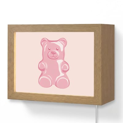 Wandlamp 20x15 cm - Oplaadbaar - Beer - Roze - Snoep - Wandlampen binnen woonkamer - Slaapkamer lamp met kabel - Decoratieve nachtlamp - Vloerlamp snoer