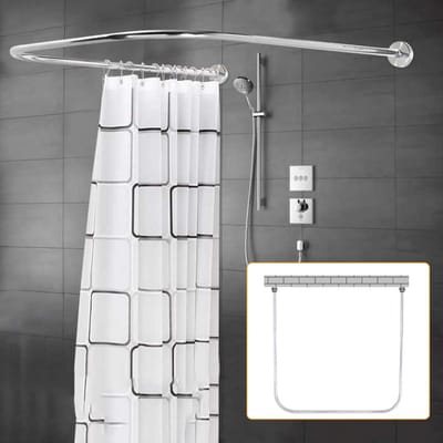 Dailygoods - Duschvorhangstange U-vorm, Verstelbare douchegordijnstang, roestvrij staal 90*90*80-130 cm