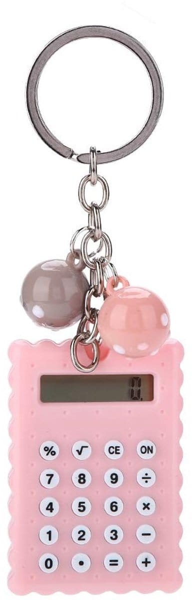 Dailygoody - Mini Rekenmachine - Sleutelhanger Calculator - Draagbaar en Charmant - Roze - Student Pocket Calculator - Ideaal voor School en Thuis - K...