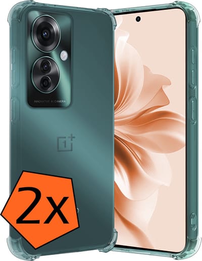Hoes - 2 Stuks - Geschikt voor OPPO Reno 11F - Sterk & Shockproof - Siliconen Case - Back Cover - Telefoon Hoesje Shock Proof - Transparant