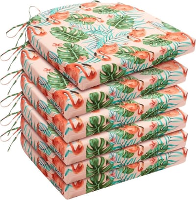 Tuinstoelkussens Set - Buitenkussens Terras - Comfortabel Zitten - Waterdichte Stof - 6 Stuks 43x40cm - Flamingo