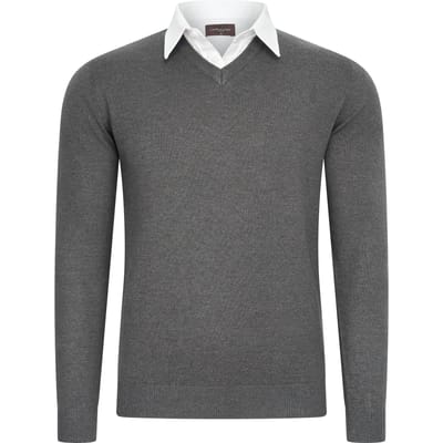 Cappuccino Italia - Heren Trui Pullover Mock - Grijs - Maat M
