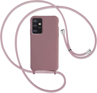 HB Hoesje Geschikt voor Samsung Galaxy A53 5G - Matt Roze - Siliconen Back Cover met Koord - Telefoonhoesje met Koord - Crossbody Lanyard Cord Case