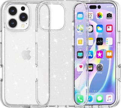 Coverup Hoesje - Geschikt voor iPhone 16 Pro Hoesje - Coverup Glitter TPU Back Cover - Transparant