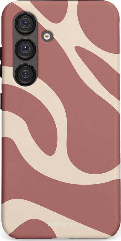 Casetastic Hoesje Geschikt voor Samsung S25 - Stijlvolle Beschermende Duo-layer Case - Terracotta Mediterranee Golven