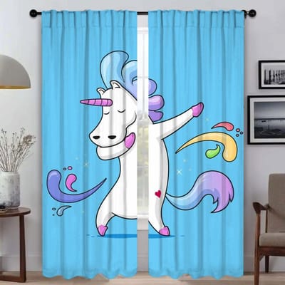 Schattige Cartoon Eenhoorn Home Interieur Gordijnen voor Woonkamer Gordijn Tule voor Slaapkamer Shades Anti-muggen Gordijnen 2 Stuks W50xH70cmx2pcs-CL