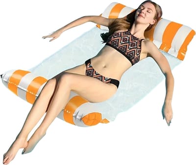 Livano Luxe Waterhangmat - Luchtbed Zwembad - Luchtmatras Opblaasbaar - Water Hangmat - Aqua Lounge - Oranje