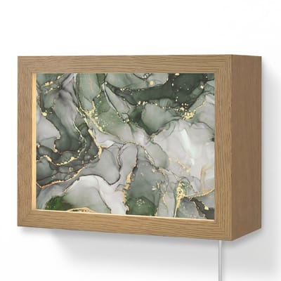 Wandlamp 20x15 cm - Oplaadbaar - Luxe - Marmer - Groen - Wandlampen binnen woonkamer - Slaapkamer lamp met kabel - Decoratieve nachtlamp - Vloerlamp snoer