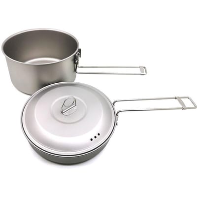 Ensemble d'ustensiles de cuisine de Camping, casseroles et poêles, vaisselle de cuisine en plein air pour le Camping de randonnée gris
