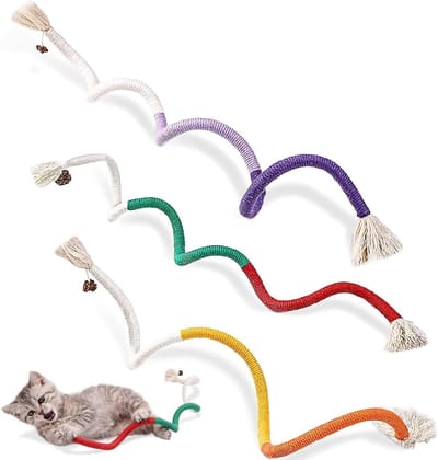 Katten kauwspeelgoed - Tandverzorging stokjes - Interactief spel - Natuurlijk kattengras - 3 stuks 60 cm - Multicolor