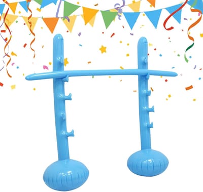 Opblaasbaar Limbo Spel - Feestpaal Strandspel - Feestelijke Activiteit - Verstelbare Hoogte - 145x40x130cm - Blauw