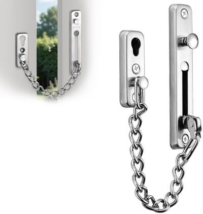Dailygoods- Deurketting Roestvrij Staal Veiligheid - Deurslot Buitendeur - Deurketting Beveiliging - Deurslot met Schroeven - Veiligheidsdeurslot - Kinderen Beveiliging