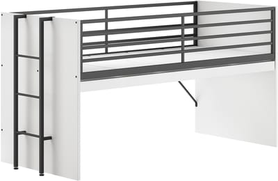 Halfhoogslaper Sammie 90x200cm - Met Bureau - Wit - Vipack - Halfhoogslaper - Wit - Metaal; Spaanplaat Eenpersoons Halfhoogslaper