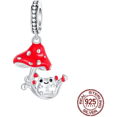 Koper Rood Paddestoel Paddenstoel En Kikker Hangers Bedels Past op Originele Bedels Armband Dames DoeHetZelf Sieraden Cadeaus