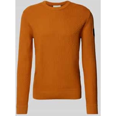 Regular fit gebreide pullover van puur katoen met breipatroon