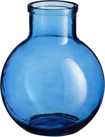 Mica Decorations Vaas Olly - 24x24x31 cm - Gerecycled Glas - Blauw