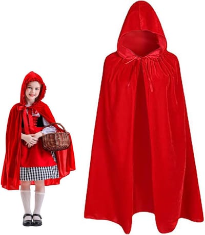 Rode Cape met Kap voor Kinderen, Unisex Halloween Kostuum, Vampier Outfit voor Feestdagen en Cosplay, 90 cm