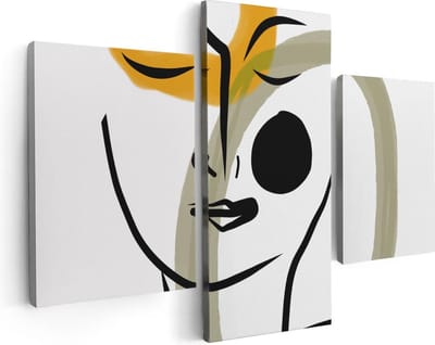 Artaza Canvas Schilderij Drieluik Abstracte Kunst van een Gezicht - 90x60 - Foto Op Canvas - Canvas Print