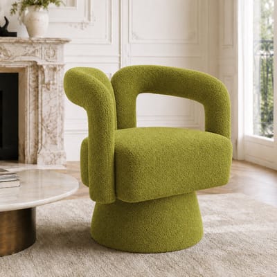 Fauteuil - Leesstoel - 360° draaibaar - Stof - Metalen onderstel - Verdikt kussen - Hoogwaardige spons - Huidvriendelijk materiaal - Draagvermogen tot 300 pond - Groen