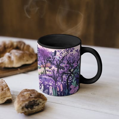 Magische Mok - Foto op Warmte Mokken - Koffiemok - Park - Bomen - Bloemen - Gebouwen - Magic Mok - Beker - 350 ML - Theemok