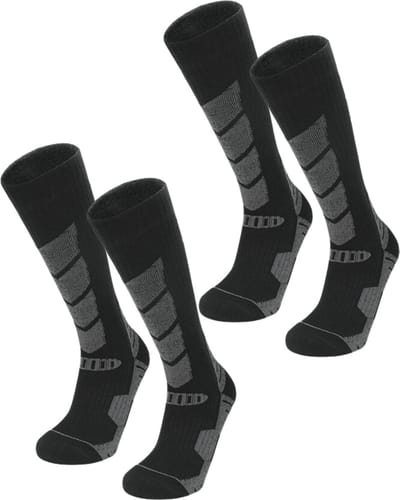 U Fit One Warme Compressie Sokken - Ski Sokken - Compressiekousen - Vliegtuig Sokken - Compressie voor Outdoor Sports - 2 Paar - Zwart - Maat 34-38