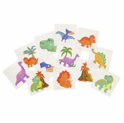 60 STUKS DINO PLAK TATTOO VOOR KINDEREN - 5 PAKJES A 12 STUKS ASSORTI - LG IMPORTS - DINO TATTOOS VOOR KINDEREN VERWIJDERBAAR - 5X12 STUKS
